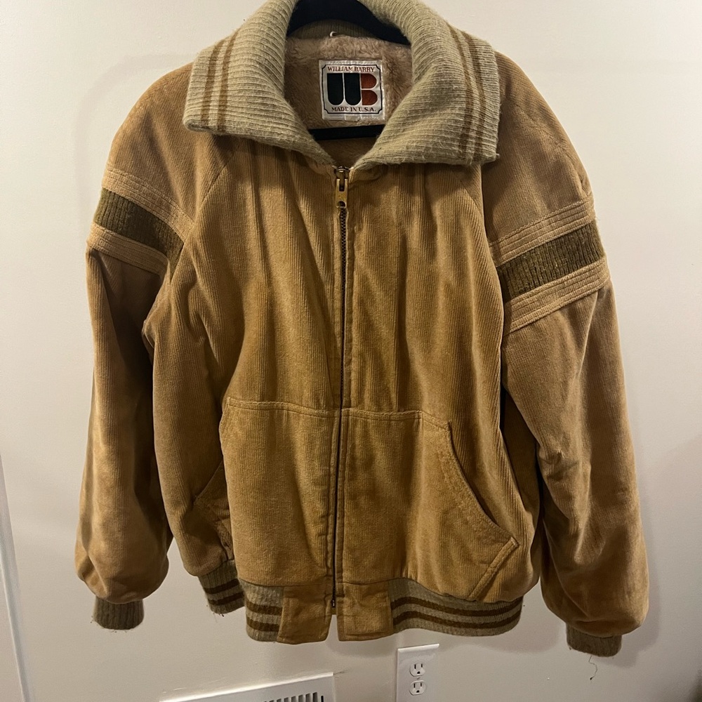 William Barry Tan Brown Corduroy Bomber Jacket